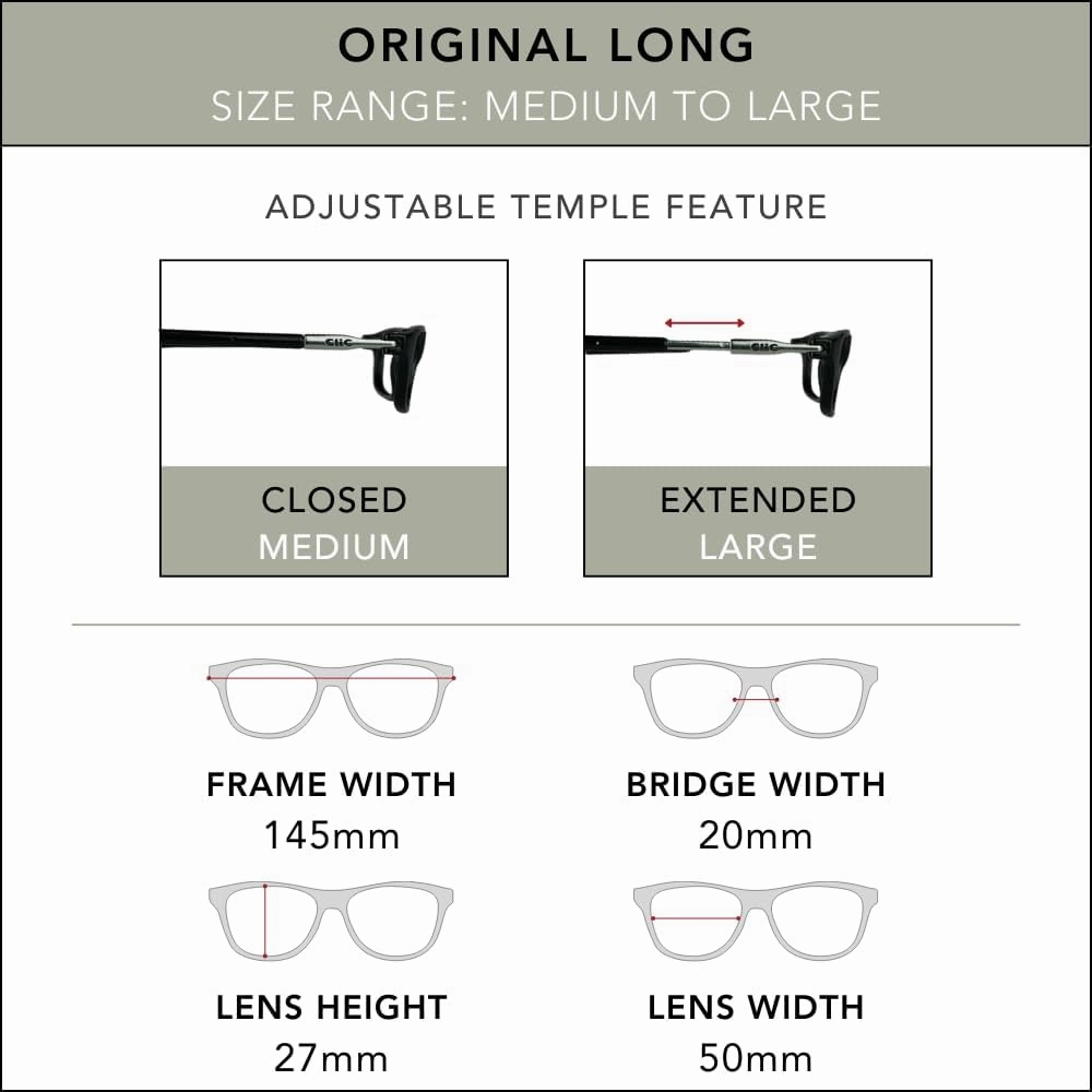 Clic Magnetic Reading Glasses for Men or Women, Computer Readers, Original Long (M-L, Dark Matte Blue, 1.25 Magnification)