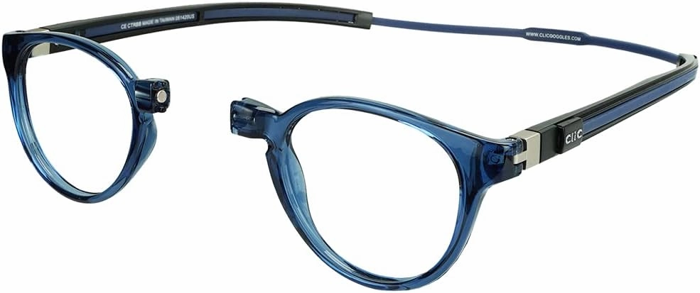 Clic Magnetic Reading Glasses for Men or Women, Computer Readers, Tube Pantos (Jean Blue, 1.75 Magnification)