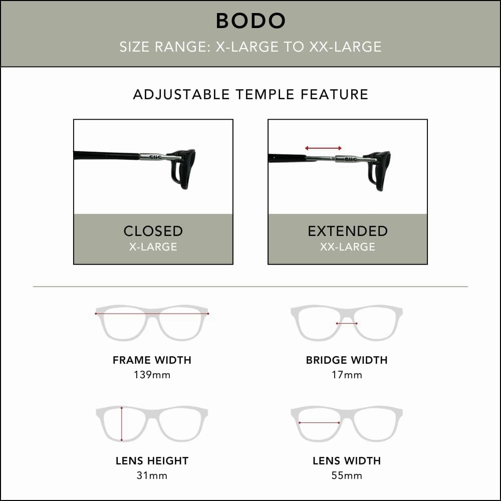 Clic Magnetic Reading Glasses for Men or Women, Soft Foldable Band, Computer Readers, Bodo (XL-XXL)