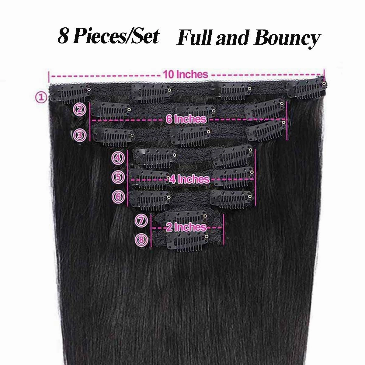 Clip in Hair Extensions Remy Human Hair Ombre Brown T30 Colored Straight Hair Silky Thick Real 100% Human Hair For Black Women Virgin Hair 8Pcs Total of 18 Clips 120g 1B/30 Straight (14 inches)