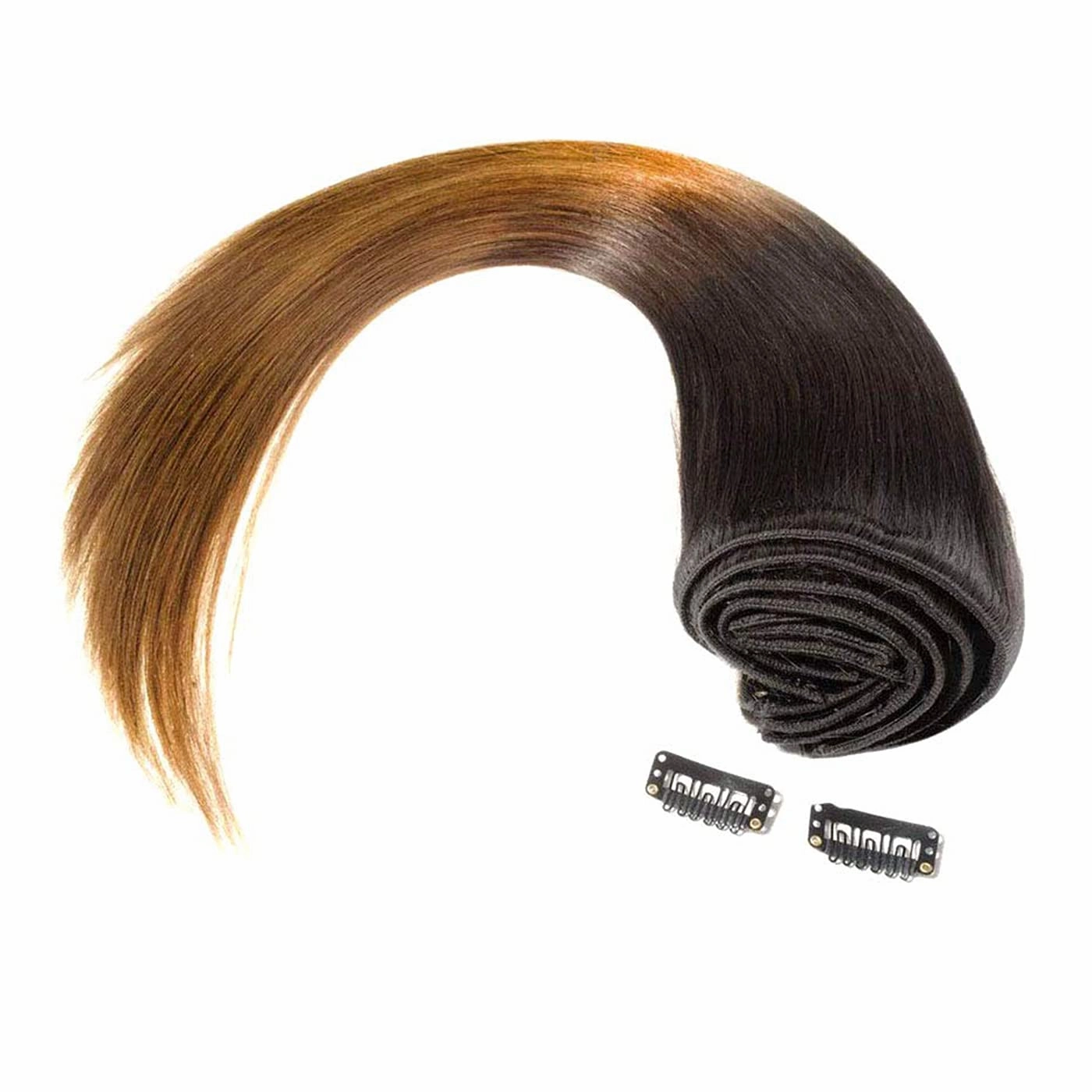 Clip in Hair Extensions Remy Human Hair Ombre Brown T30 Colored Straight Hair Silky Thick Real 100% Human Hair For Black Women Virgin Hair 8Pcs Total of 18 Clips 120g 1B/30 Straight (14 inches)