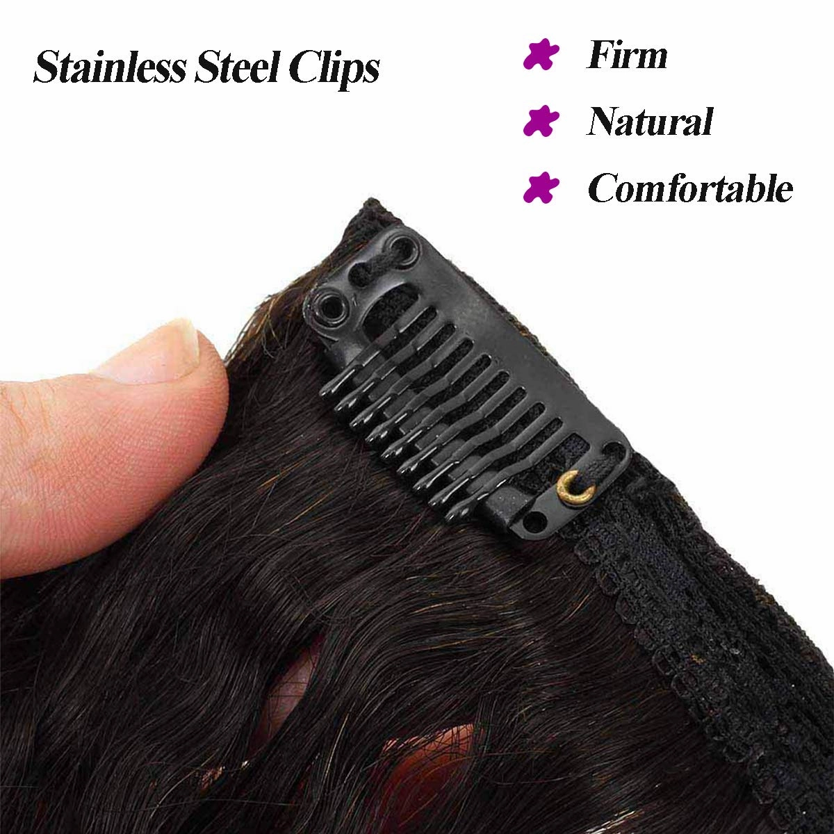 Clip in Hair Extensions Remy Human Hair Ombre Brown T30 Colored Straight Hair Silky Thick Real 100% Human Hair For Black Women Virgin Hair 8Pcs Total of 18 Clips 120g 1B/30 Straight (14 inches)