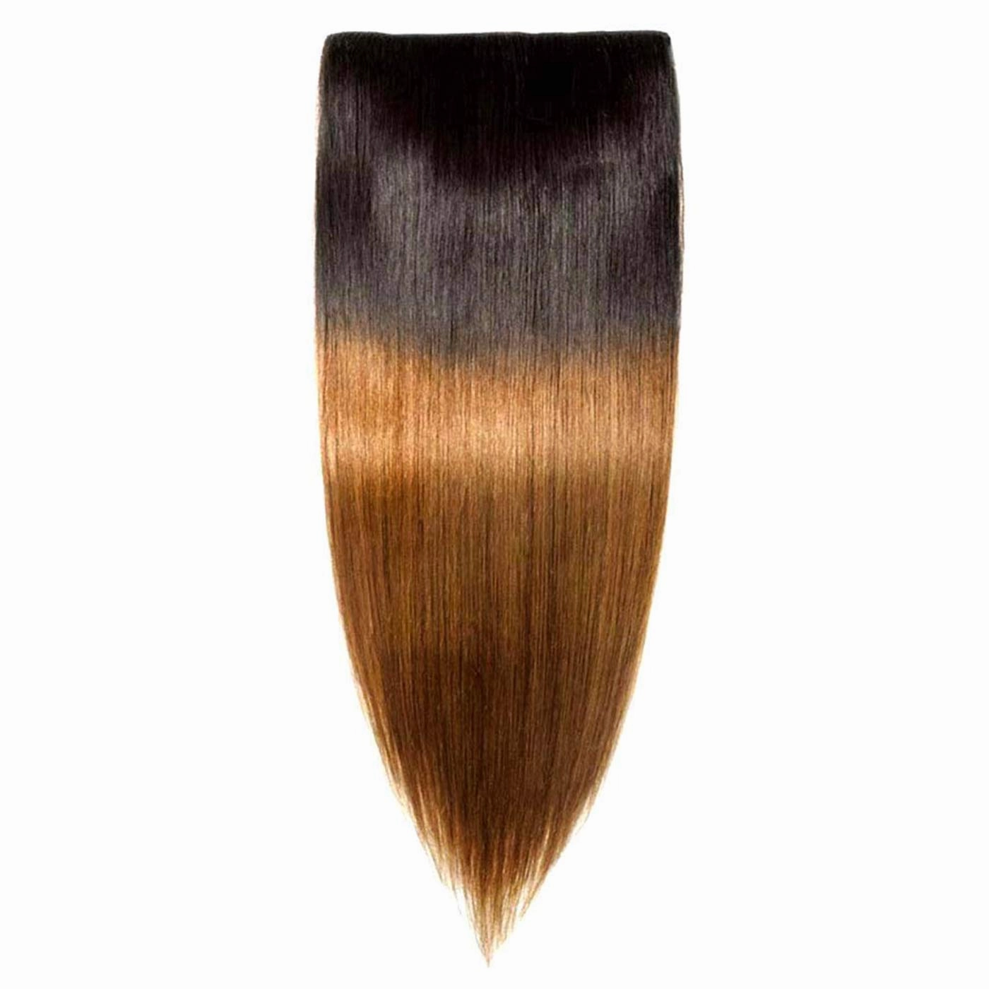 Clip in Hair Extensions Remy Human Hair Ombre Brown T30 Colored Straight Hair Silky Thick Real 100% Human Hair For Black Women Virgin Hair 8Pcs Total of 18 Clips 120g 1B/30 Straight (14 inches)
