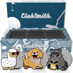 ClubSmith® Golf Ball Marker Gift Box Set with Magnetic Hat Clips, Funny Putting Marker Cool Golf Accessories, Premium Gifts for Men & Women Golfers (Set of 3)