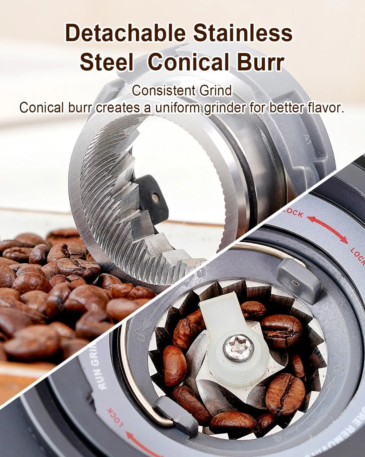 Coffee Grinder with Removable Coffee Scale via Bluetooth Connectivity, Anti-static Conical Burr Coffee Bean Grinder, 31 Precise Settings for French Press/Cold Brew/Pour Over/Drip/Espresso