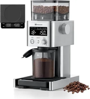 Coffee Grinder with Removable Coffee Scale via Bluetooth Connectivity, Anti-static Conical Burr Coffee Bean Grinder, 31 Precise Settings for French Press/Cold Brew/Pour Over/Drip/Espresso