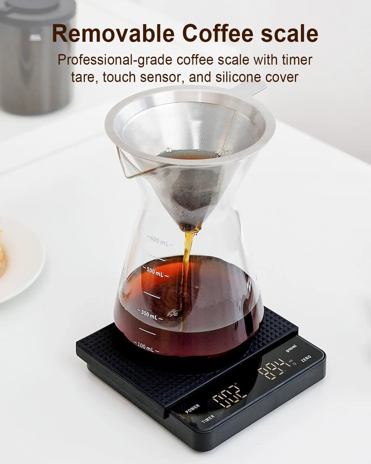 Coffee Grinder with Removable Coffee Scale via Bluetooth Connectivity, Anti-static Conical Burr Coffee Bean Grinder, 31 Precise Settings for French Press/Cold Brew/Pour Over/Drip/Espresso