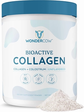 Collagen Peptides Powder w/Bovine Colostrum, Naturally-Sourced Hydrolyzed Bone Collagen Powder, Hair Skin Nail & Joint Support,Type I & III Grass-Fed Collagen Supplements for Women & Men