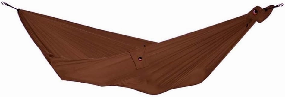 Compact 1 Person Lightweight Camping Hammock - Fair Trade & Handmade Portable Hammock for Traveling, Camping, Parachute Silk Nylon, Set-Up < 1 min - Chocolate