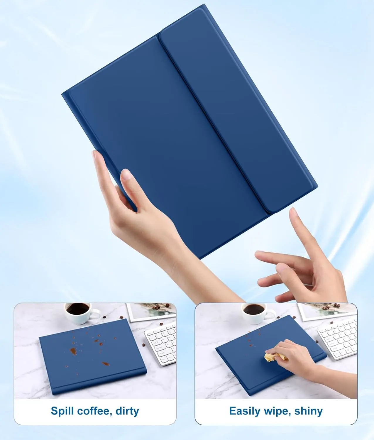 Compatible for iPad 11th 10th Generation Case with Keyboard, Folio Cover with Pencil Holder, Multi-Touch Trackpad, 7 Color Backlit, Detachable Keyboard for iPad (A16) 11th/10th Gen (Navy Blue)