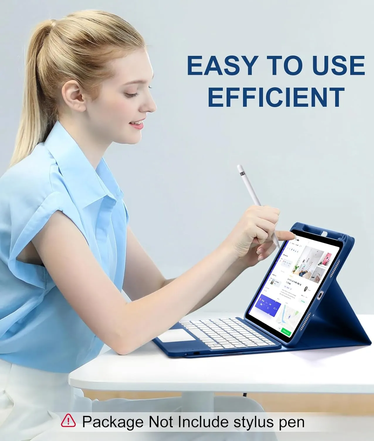 Compatible for iPad 11th 10th Generation Case with Keyboard, Folio Cover with Pencil Holder, Multi-Touch Trackpad, 7 Color Backlit, Detachable Keyboard for iPad (A16) 11th/10th Gen (Navy Blue)