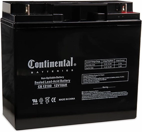 Continental Battery CB 12180 NB 12V 18AH Rechargeable Sealed SLA AGM Battery, NB Terminal Solar Power, Generators, Fences, General Purpose