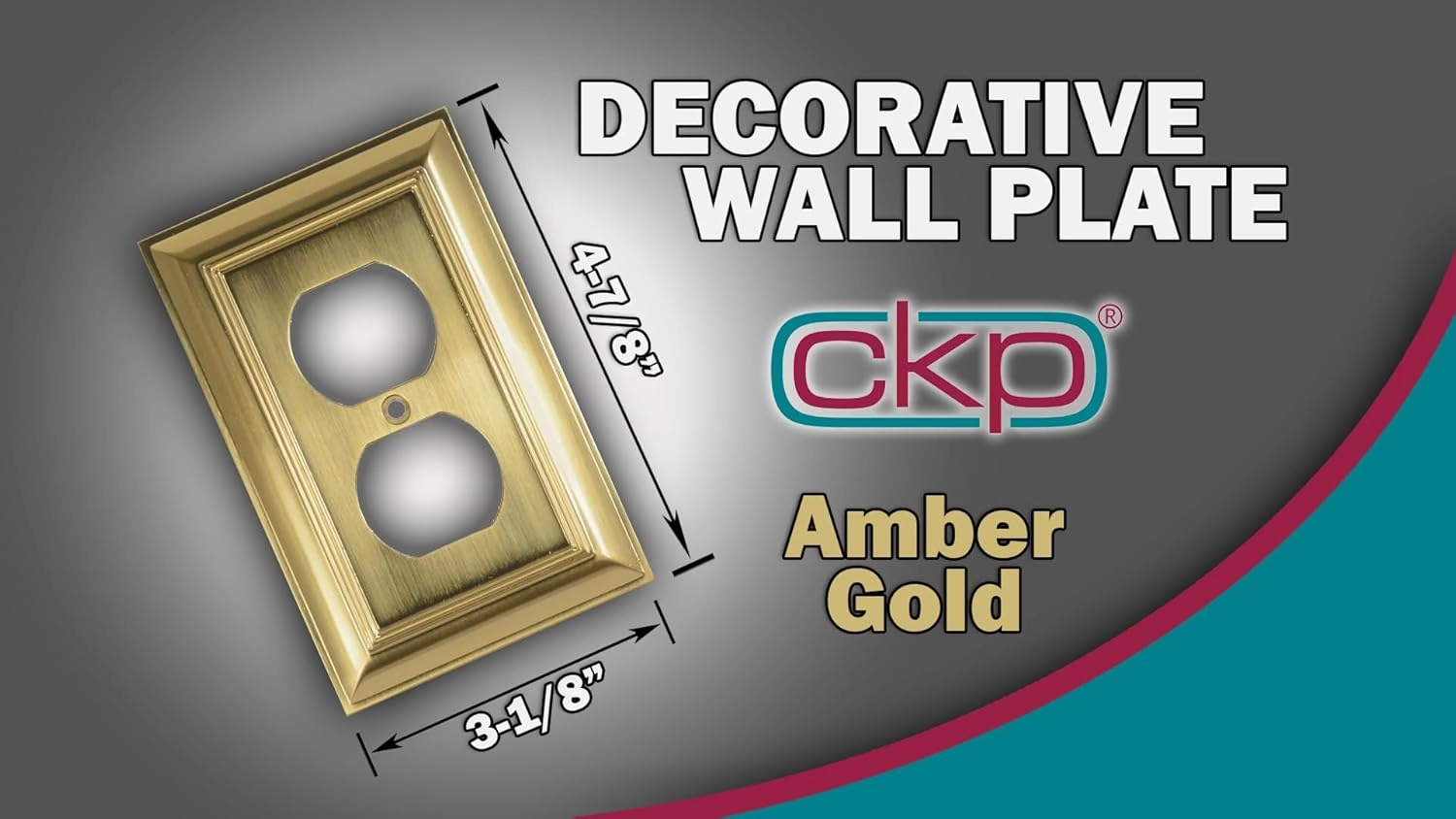Cool Knobs and Pulls (CKP) Impressions Collection, 31191 Decorative Duplex Wall Plate/Outlet Cover, Long Lasting Durable Solid Steel Construction, Amber Gold, 1 piece