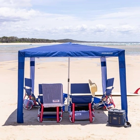 CoolCabana Beach Shade Tent - Easy Setup, UPF 50  Protection, Large & Medium Sizes, Compact & Wind Resistant - Beach Cabana for The Whole Family - Solid Navy, Medium