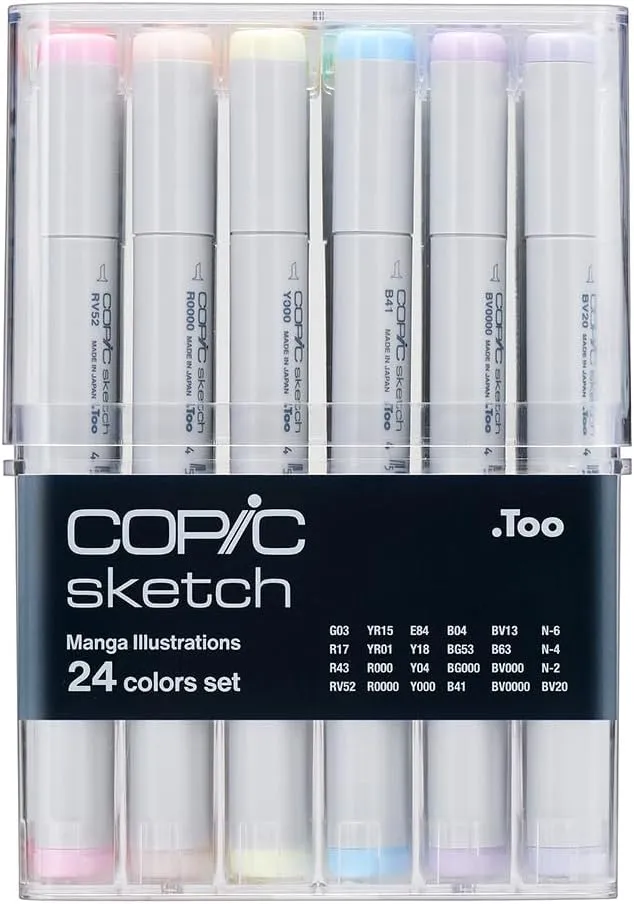 Copic Sketch, alcohol markers, 24pcs, Manga Illustration Set