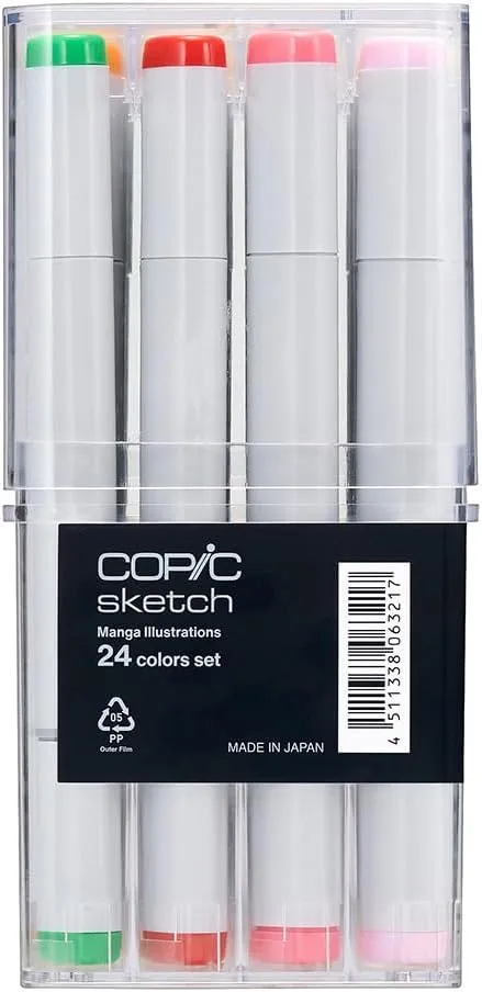 Copic Sketch, alcohol markers, 24pcs, Manga Illustration Set