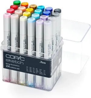 Copic Sketch, alcohol markers, 24pcs, Manga Illustration Set