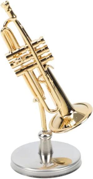 Copper Mini Trumpet Model Stand and Case Decorative Miniature Toy for Dollhouse Ornament Musical Room Adornment for Home Decor and Miniature Photography