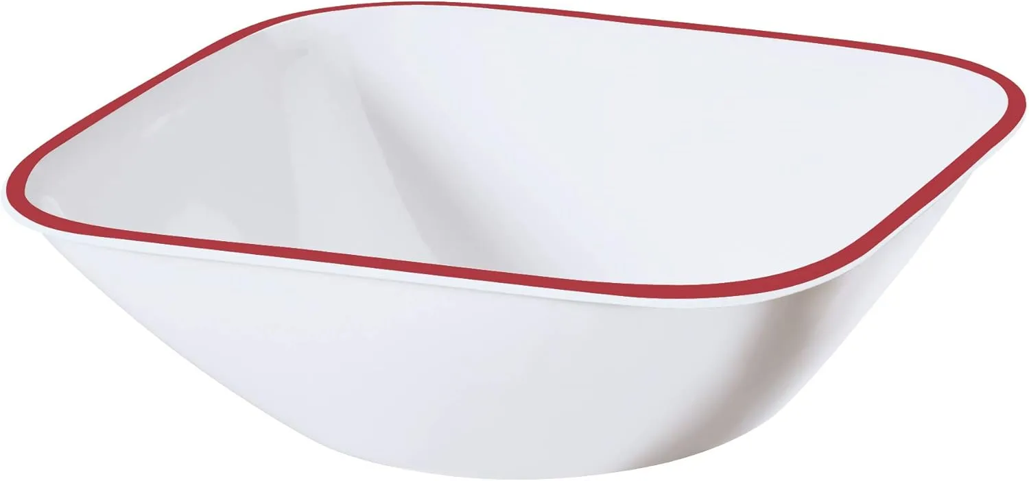 Corelle Vitrelle 18-Piece Service for 6 Dinnerware Set Triple Layer Glass and Chip Resistant, Lightweight Square Plates and Bowls Set, Splendor