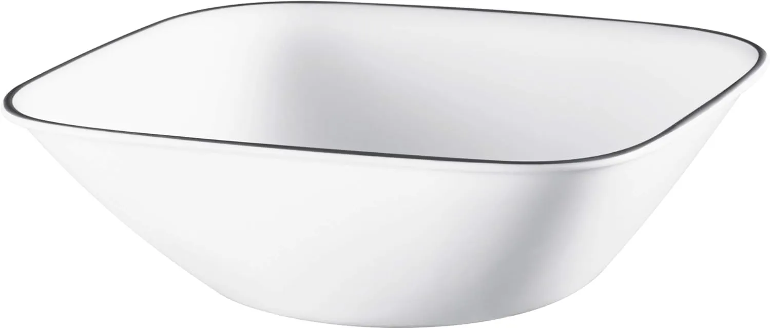 Corelle Vitrelle 18-Piece Service for 6 Dinnerware Set Triple Layer Glass and Chip Resistant, Lightweight Square Plates and Bowls Set, Timber Shadows