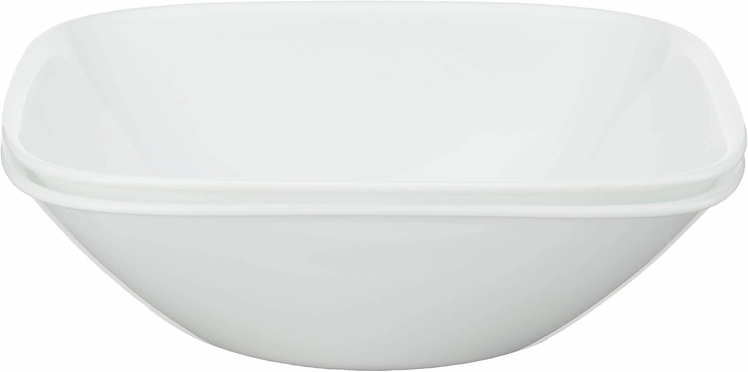 Corelle Vitrelle 18-Piece Service for 6 Dinnerware Set, Timber Shadows & Vitrelle 1-Qt Serving Bowl 2-Pack, Large Serving Bowl, Triple Layer Glass, White