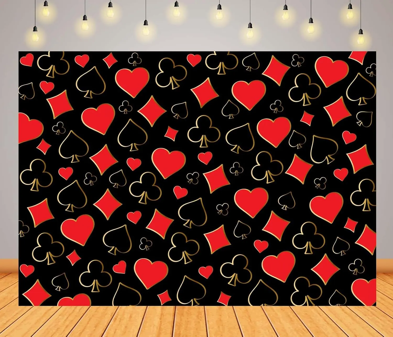 CORFOTO 7x5ft Fabric Poker Player Cards Backdrop Casino Playing Cards Photo Backdrop Cartoon Ace King, Queen, Jack Cards Game Spades Background for Game Night Decorations Casino Poker Photo Props