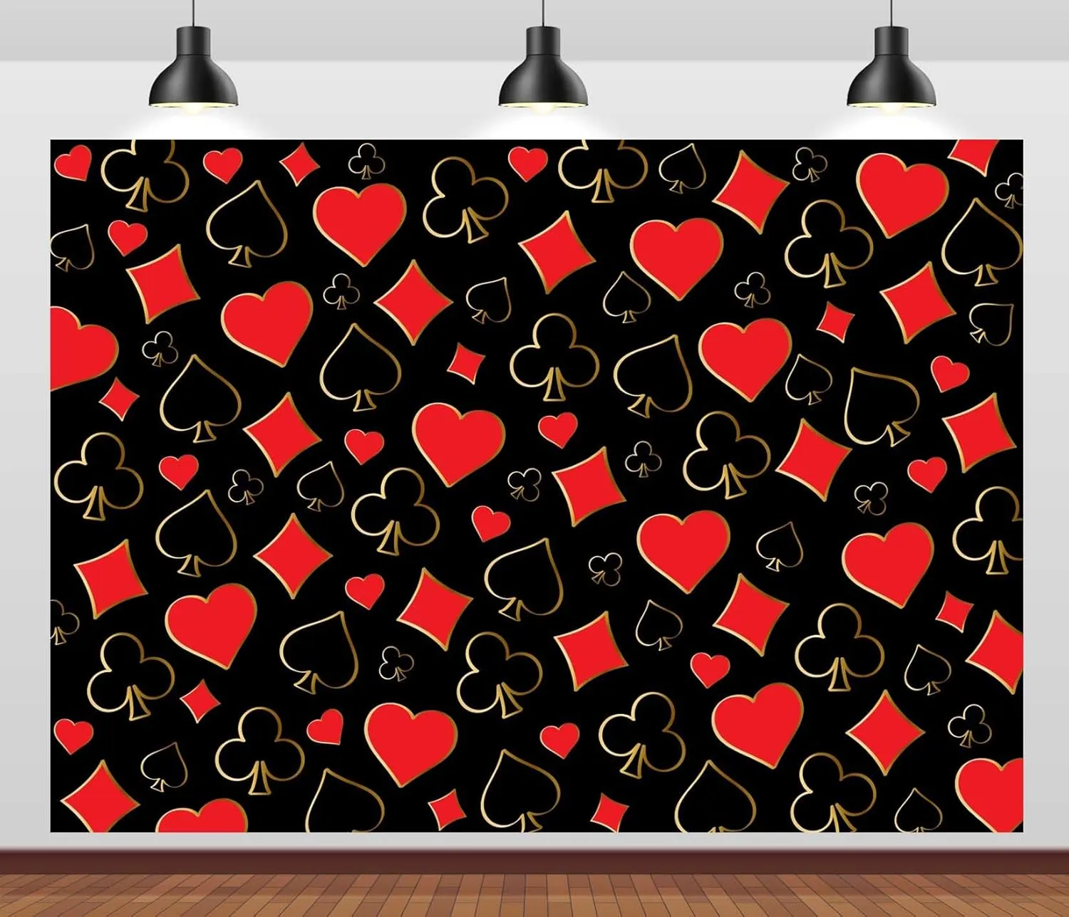 CORFOTO 7x5ft Fabric Poker Player Cards Backdrop Casino Playing Cards Photo Backdrop Cartoon Ace King, Queen, Jack Cards Game Spades Background for Game Night Decorations Casino Poker Photo Props
