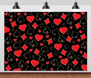 CORFOTO 7x5ft Fabric Poker Player Cards Backdrop Casino Playing Cards Photo Backdrop Cartoon Ace King, Queen, Jack Cards Game Spades Background for Game Night Decorations Casino Poker Photo Props