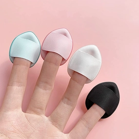 COS.LUXE Mini Finger Powder Puff 4 pcs Finger Makeup finger beauty blender Sponges, Mini Soft Cosmetic Finger Puff, Perfect for Foundation, BB Cushion, Cream, Concealer
