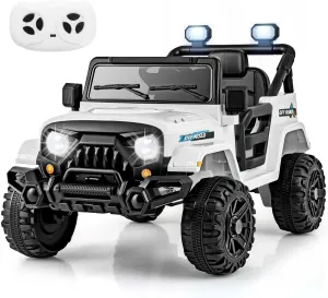 Costzon 12V Kids Ride on Truck Car, Electric Vehicle w/Remote Control, Threaded Wheels, 3 Speeds, LED Lights, Music, Horn & Wireless Connection, Battery Powered Ride on Toy for Boys & Girls 3  (White)