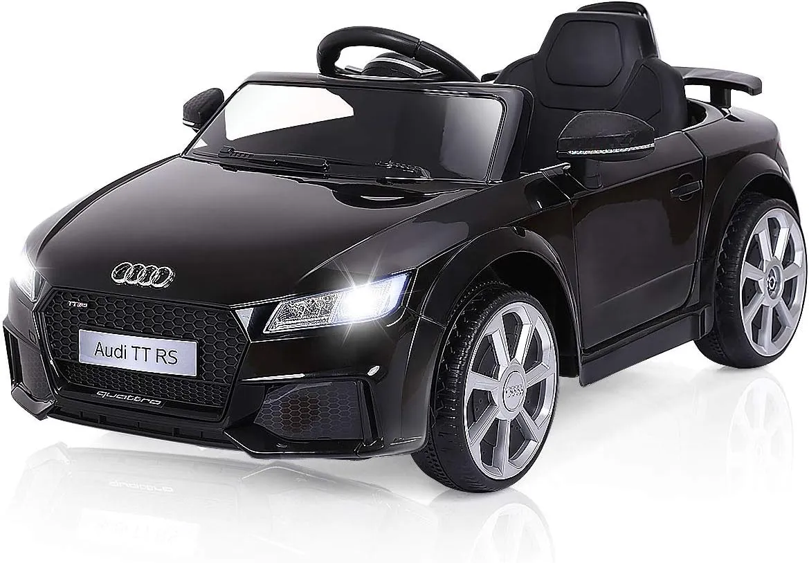 Costzon Kids Ride On Car, 12V Licensed Audi TT RS, Battery Powered Electric Ride On Vehicle w/Parental Remote Control, MP3, Lights, Horn, Opened Doors, High/Low Speeds, Black