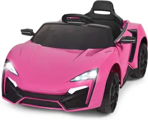 Costzon Ride on Car, 12V Battery Powered Electric Vehicle w/Manual & Remote Control Modes, LED Lights, Horn, Music, MP3, USB, TF, 3 Speeds, Spring Suspension, Ride on Toy for Boys & Girls (Pink)