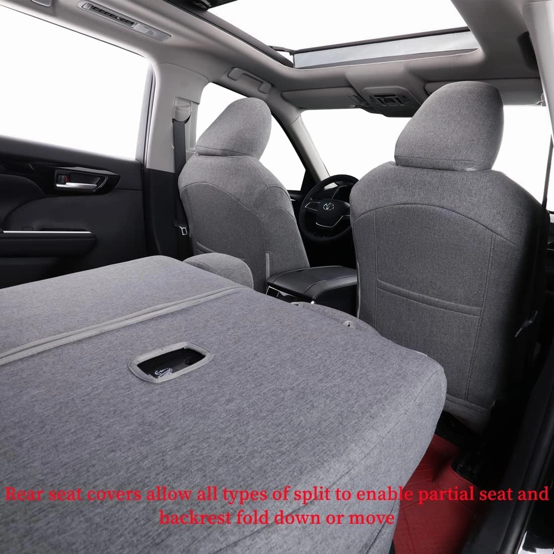 coverdream Highlander Seat Covers Custom Fit for 2020-2024 2025 Toyota Highlander Seat Covers,2nd-Row Captain’s Chair,Full Coverage,Airbag Compatible,Polyester Seat Protector (Full Set,Gray)