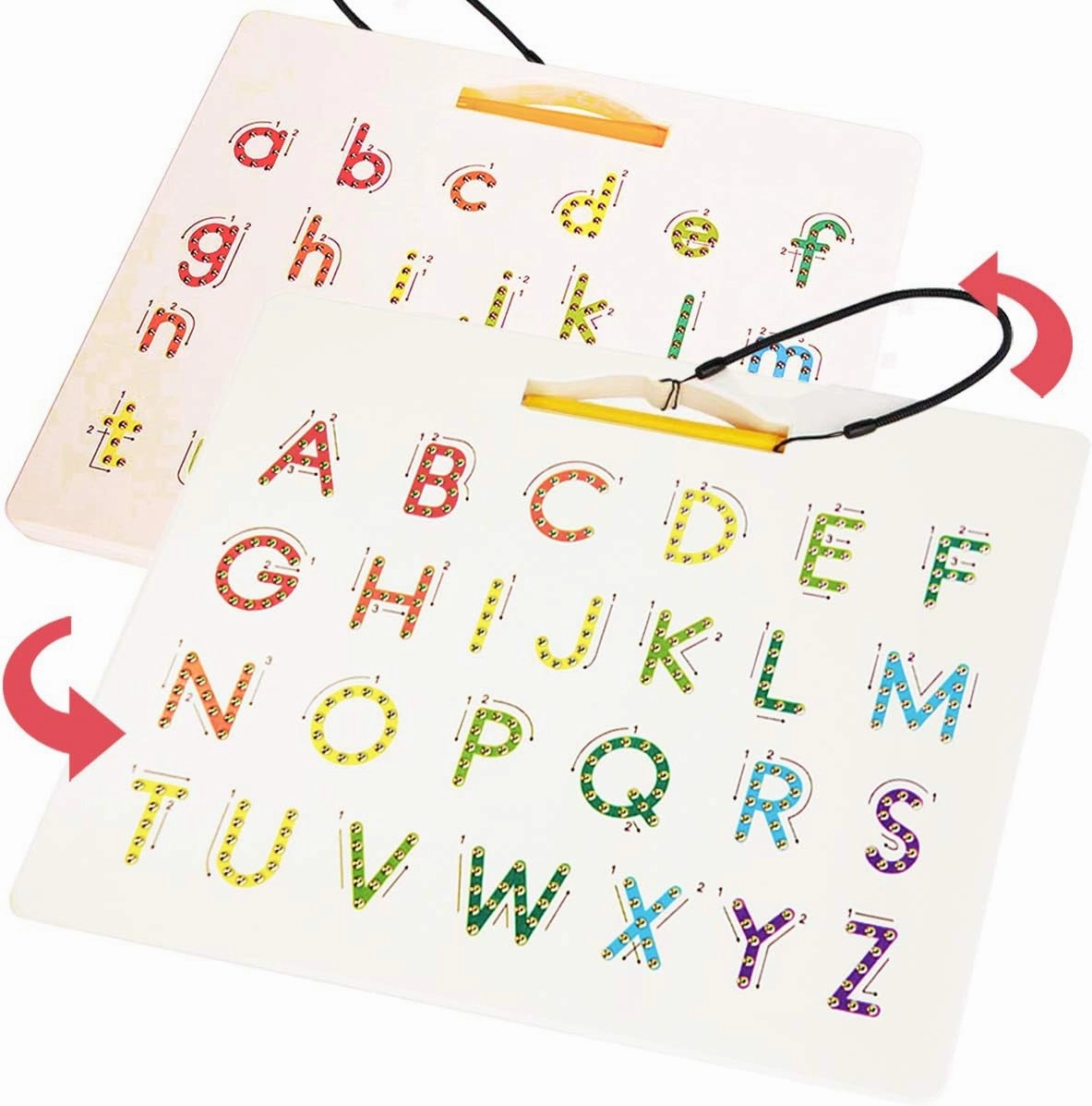 CozyBomB™ Double Sided Magnetic Letter Board - 2 in 1 Alphabet Magnets Tracing Board for Toddlers ABC Letters Uppercase & Lowercase Practicing Gifts for Boys Girls Birthdays Christmas Holidays