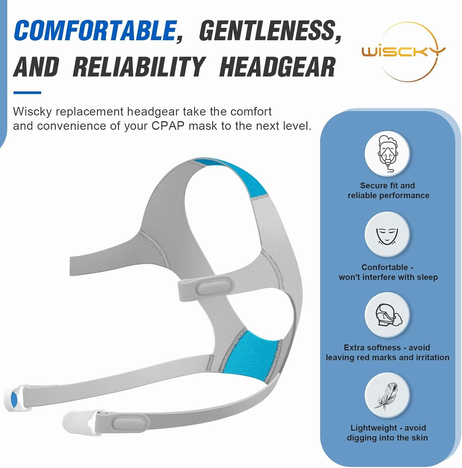 CPAP Headgear AirFit/AirTouch F20-3 Packs Replacement Headgear for ResMed Full Face Mask - Include CPAP Accessories Supplies Straps Magnetic Clips(Large)