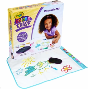 Crayola Color and Erase Mat, Giant Reusable Coloring Pad, Washable Markers, Travel Activity for Kids, Gift for Kids, Ages 3 