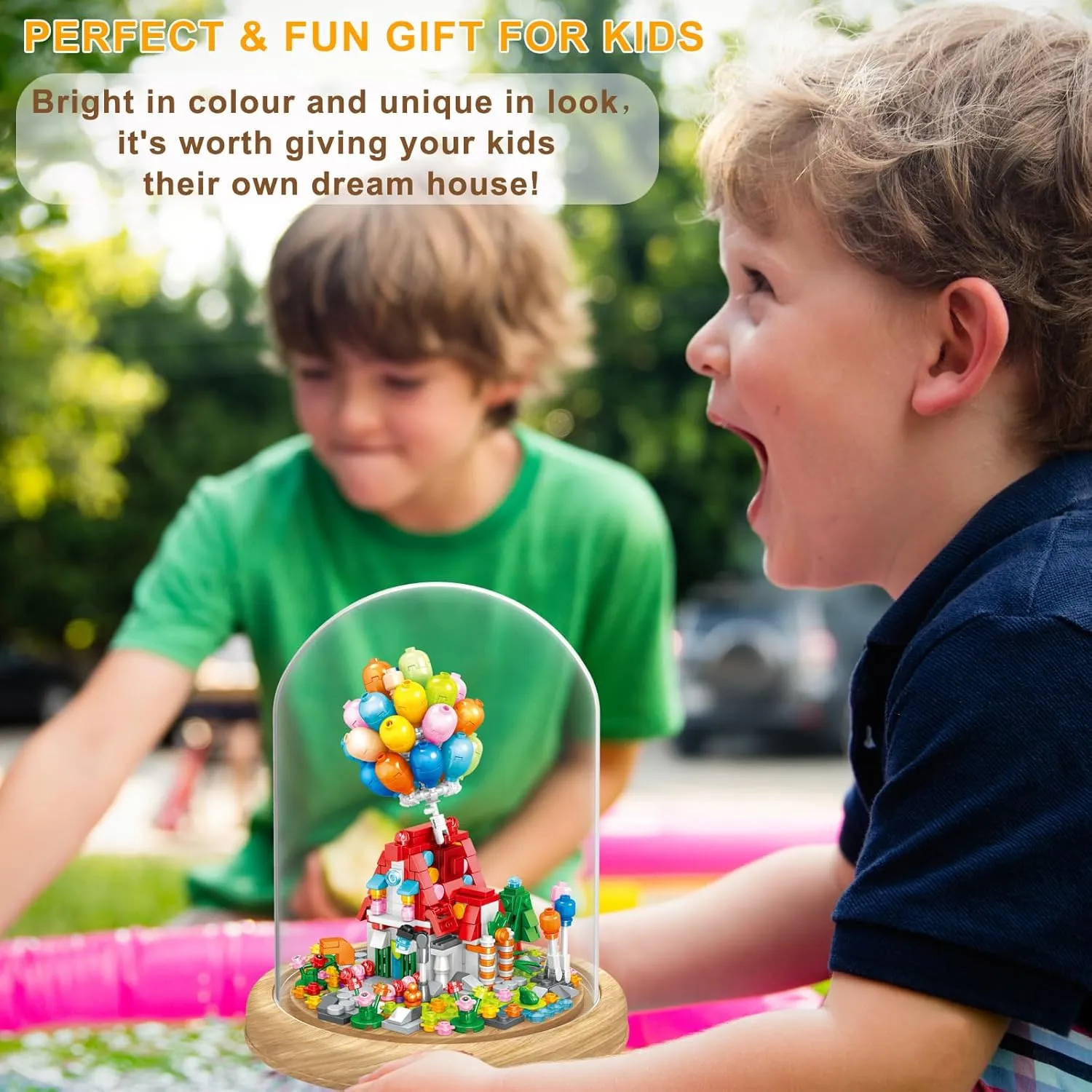 Creative Balloon House Building Set for Adults Garden House Friend Set Office Home Decor Building Block Party Favors for Kids Valentines New Year Birthday Gift for Boys Girls Age 6-12 (House)