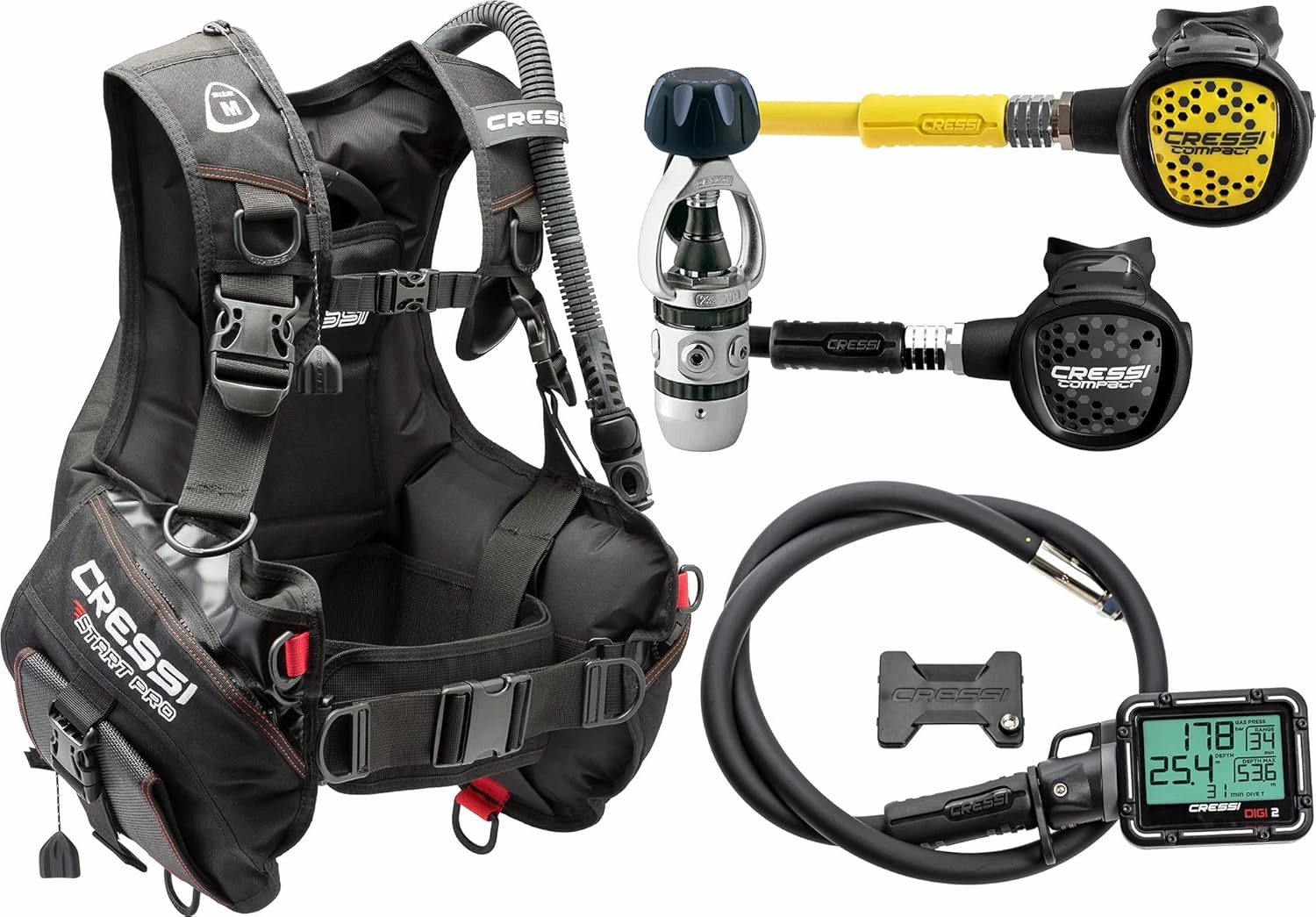 Cressi Start-er Pro Digi2 Package, Black, S