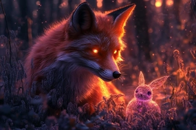 Cross-Stitch Stamped Kits, Fox Stalking Prey at Dusk, Embroidery Crafts Needlepoint Kit, Beginners Starter Kits, DIY Handmade Gifts 11CT 3 Strands 16x20 inch