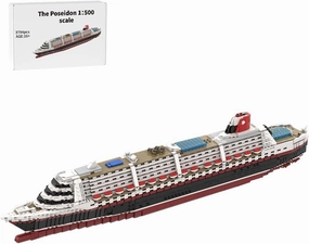 Cruise Ship Building Blocks Set, 3794PCS 1/500 Scale The Poseidons Modern Cruise Ship Model by bru_bri_mocs, Collectible Display Ship Compatible with Major Brands for Adults & Teens