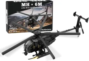 CubiMythx MH-6 Little Bird Helicopter Building Blocks and Construction Toy, Collectible Military-Themed Model to Build and Display, Great Gift for Military Fans (597PCS)