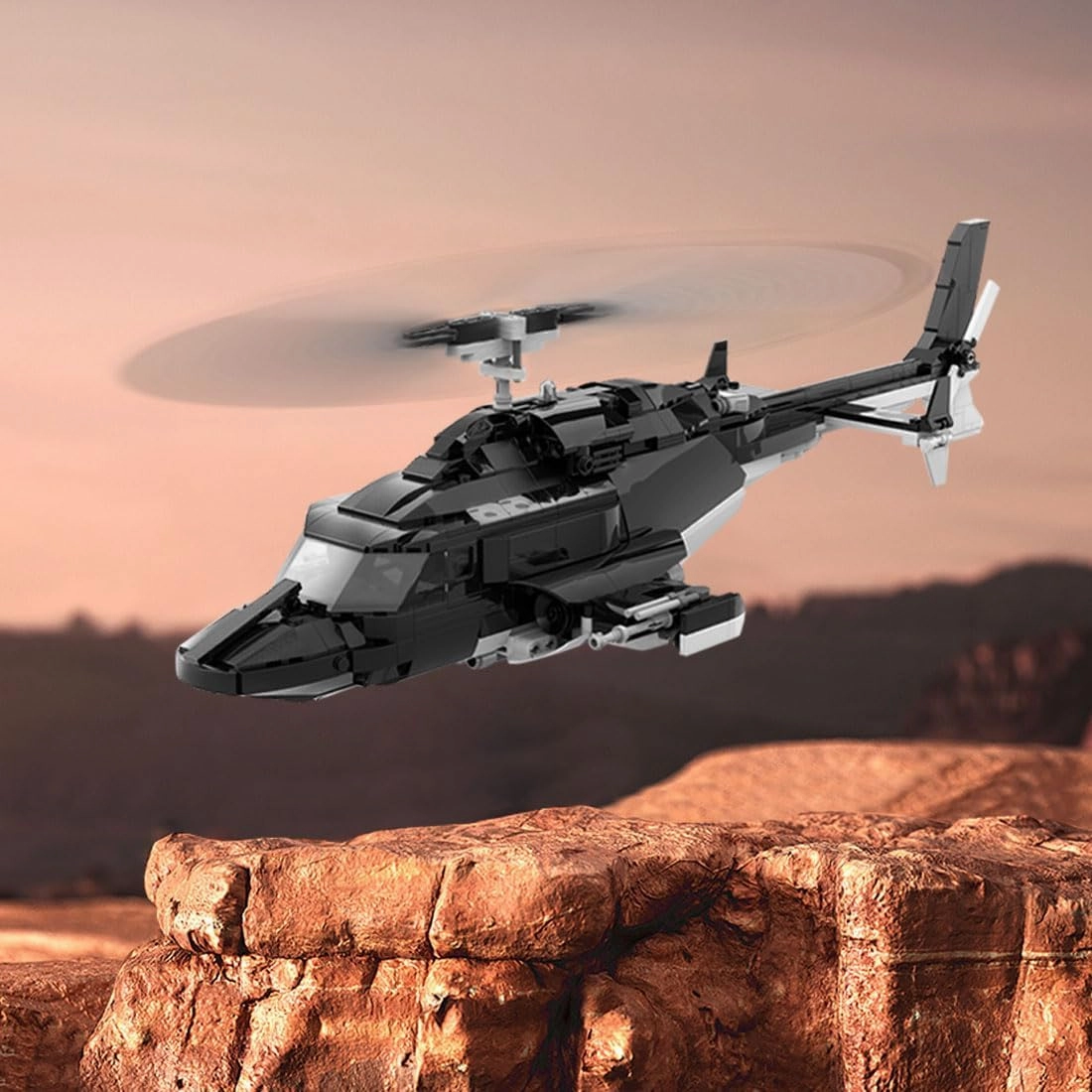 CubiMythx Helicopter Building Blocks and Construction Toy, Collectible Military-Themed Model to Build and Display, Great Gift for Military Fans (1039PCS)