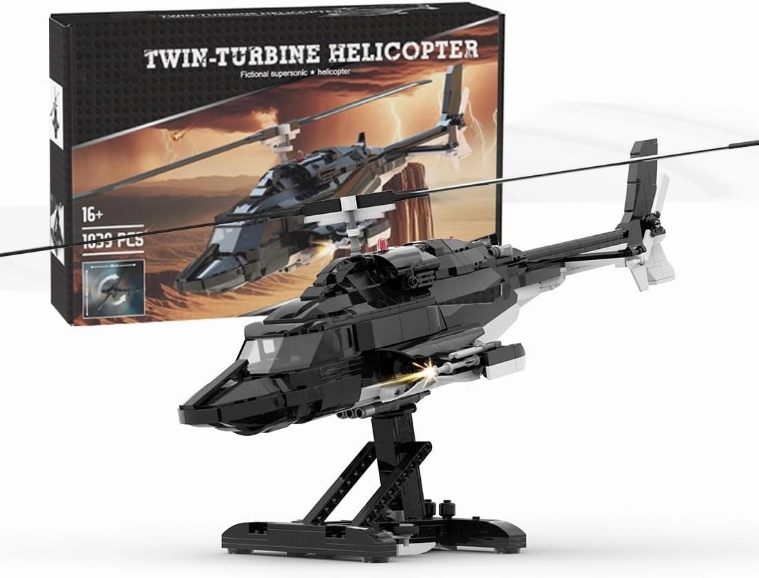 CubiMythx Helicopter Building Blocks and Construction Toy, Collectible Military-Themed Model to Build and Display, Great Gift for Military Fans (1039PCS)