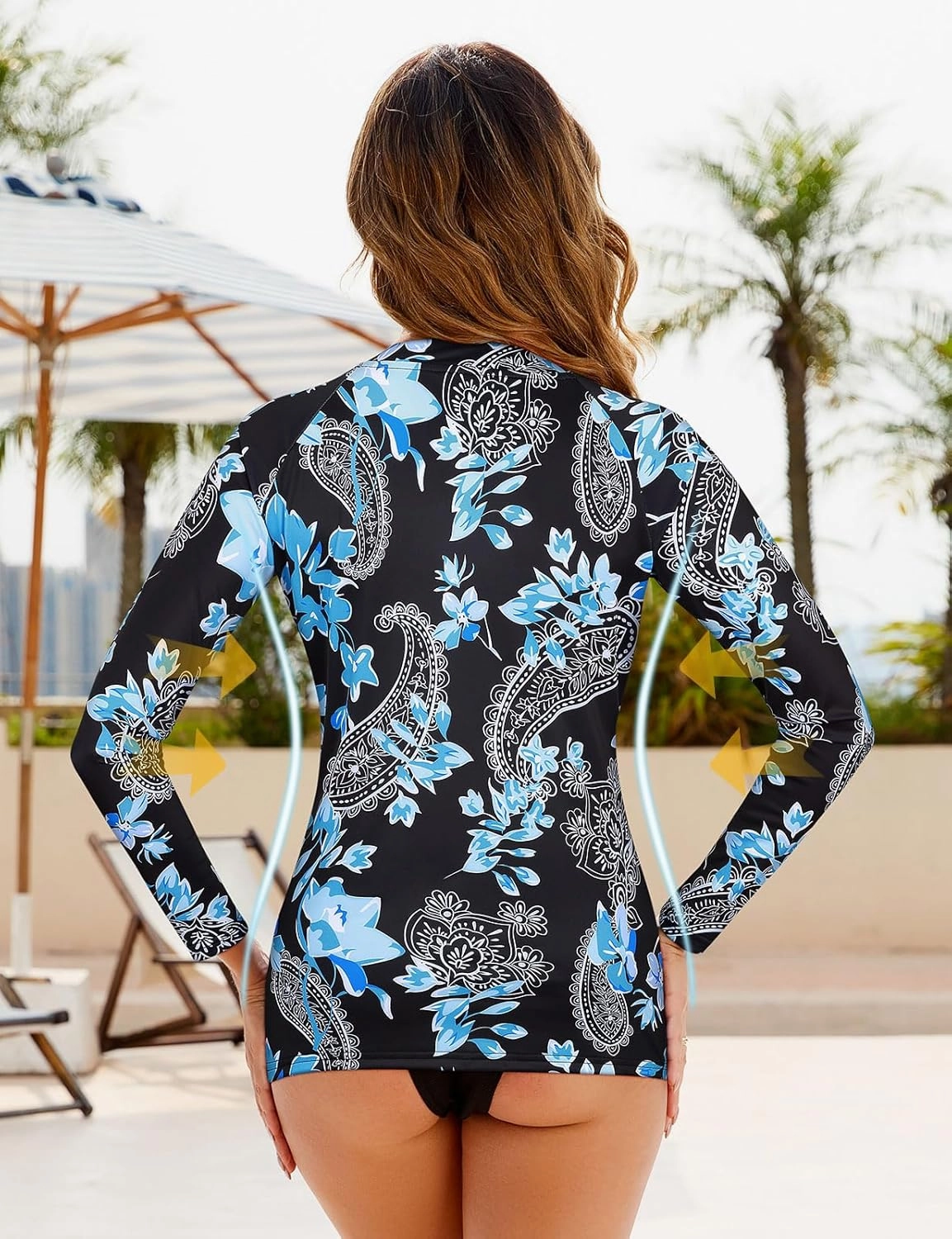 Cucuchy Style Womens 1/4 Zip Up Rash Guard for Women Long Sleeve Swim Shirts UV Sun Protection Swimsuit S-2XL