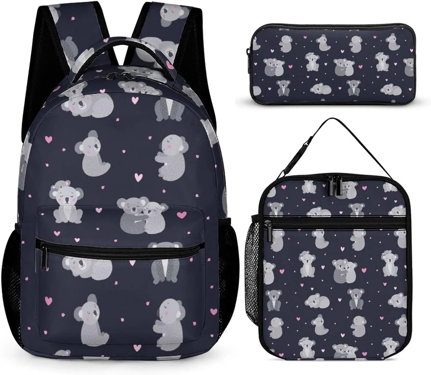 Cute Sloth on Sleeping Pattern 3 Piece Backpack Sets With Lunch Bag Pencil Case Combination Hiking Travel Work