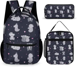 Cute Sloth on Sleeping Pattern 3 Piece Backpack Sets With Lunch Bag Pencil Case Combination Hiking Travel Work