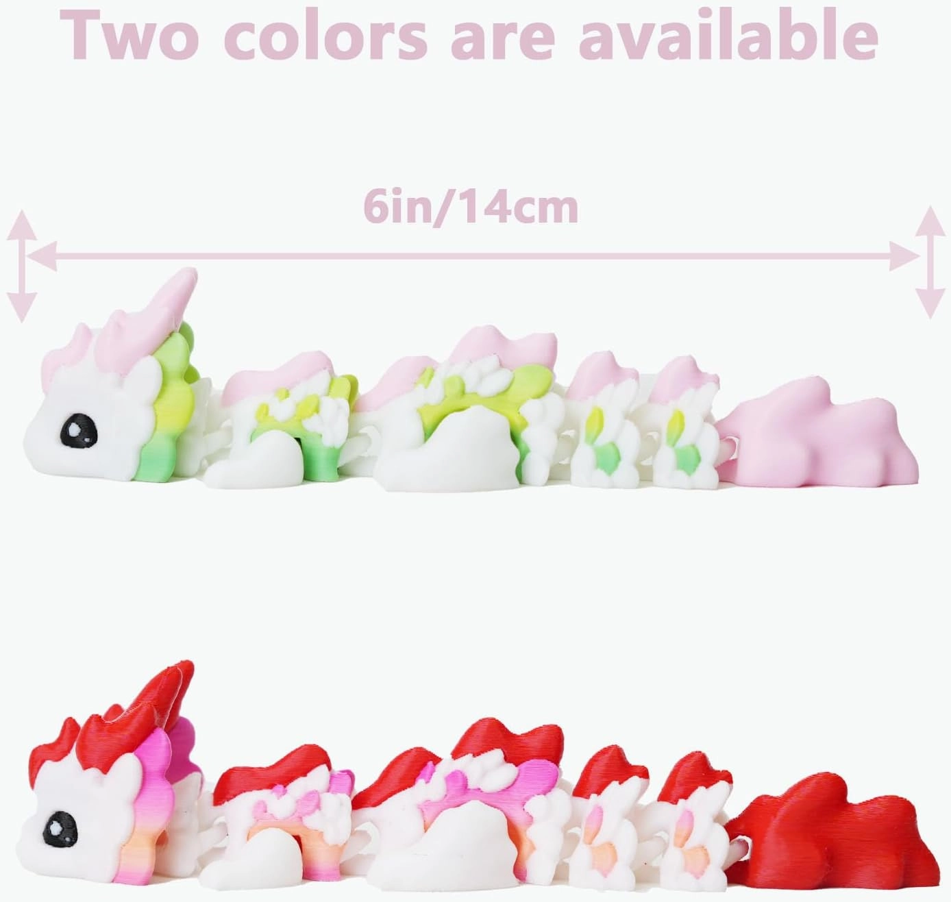 Cute 3D Printed Dragon, 6" Articulated 3D Printed Fidget Toy, Cute 3D Printed Animals Desk Decor for Christmas Birthday Gifts​
