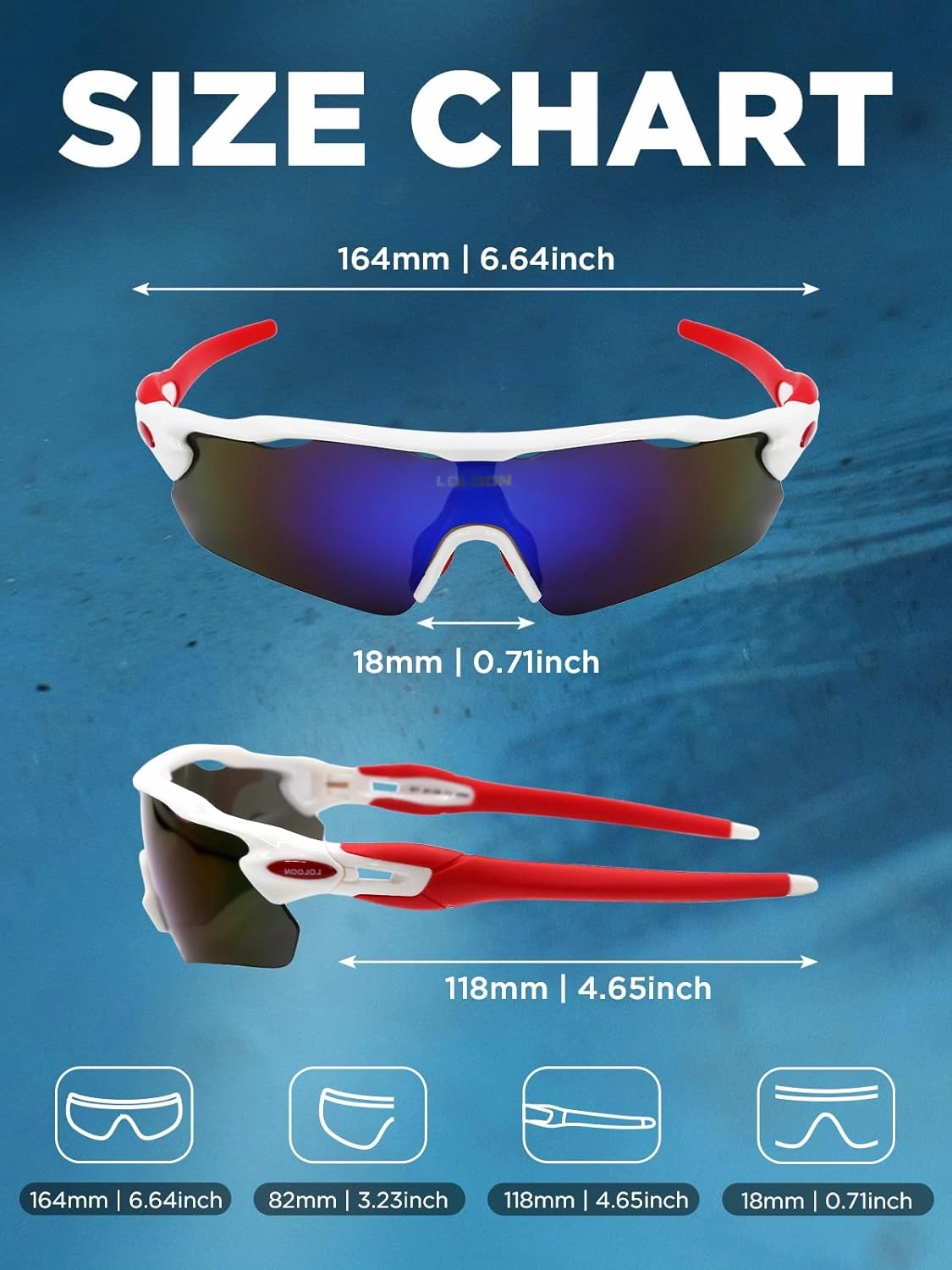 Cycling Glasses for Men Women Youth, UV Protection Sports Sunglasses for Running Climbing Bike Baseball Softball Golf