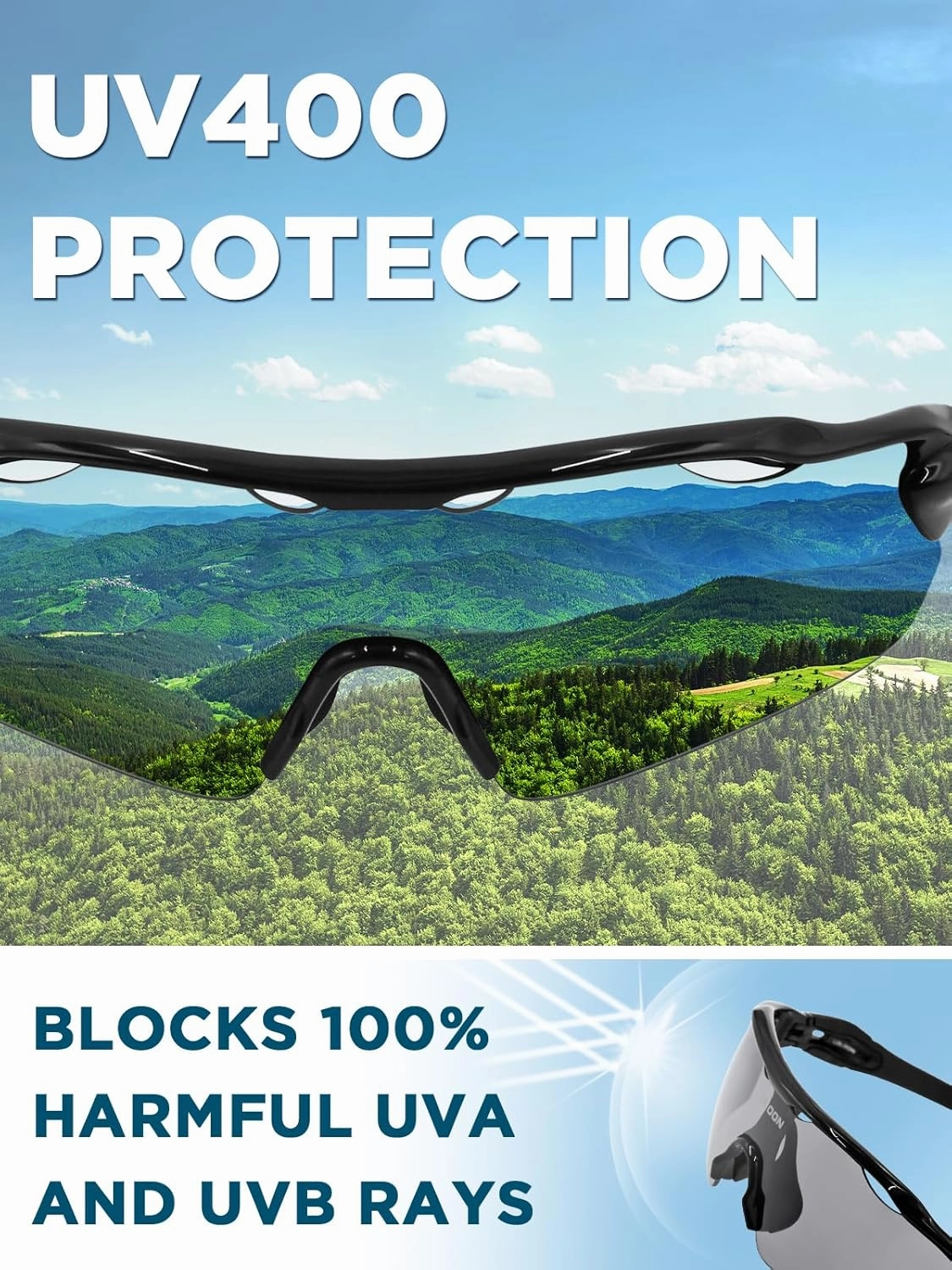 Cycling Glasses for Men Women Youth, UV Protection Sports Sunglasses for Running Climbing Bike Baseball Softball Golf