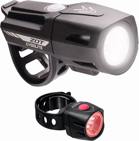 CYGOLITE Zot 250 Lumen Headlight & Dice TL 50 Lumen Tail Light USB Rechargeable Bicycle Light Combo Set, Black, red,Compact